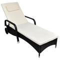 Black Poly Rattan Sun Lounger with Cushion & Wheels — Premium Outdoor Daybed