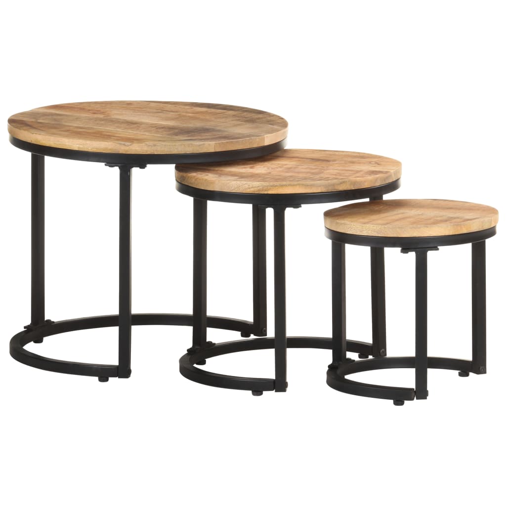 Handcrafted Mango Wood Nesting Side Tables - Set of 3 | Free Shipping