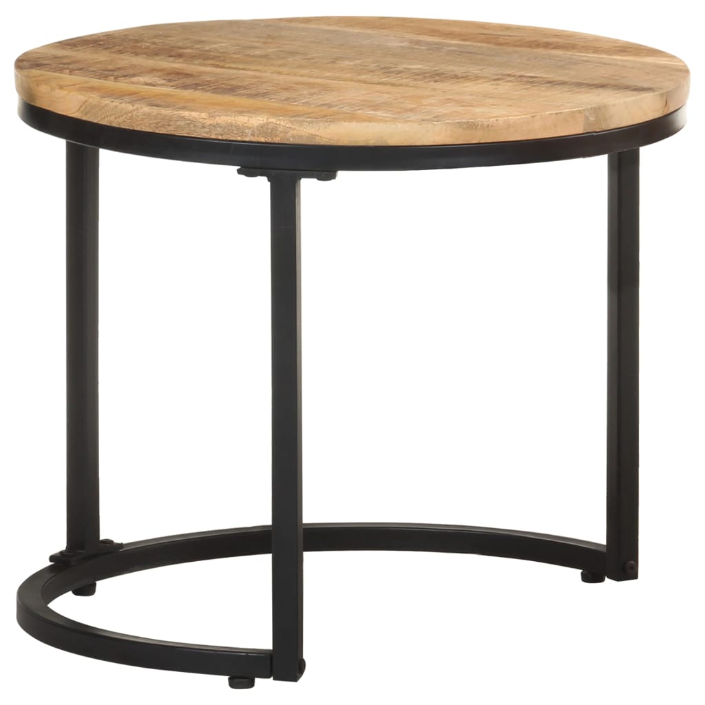 Rough Mango Wood Nesting Side Tables — Set of 3 | Natural Timber