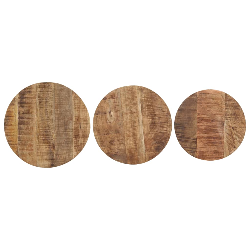 Rough Mango Wood Nesting Side Tables — Set of 3 | Natural Timber