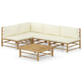 5-Piece Bamboo Outdoor Lounge Set — Cream Cushions | Sustainable Garden Furniture