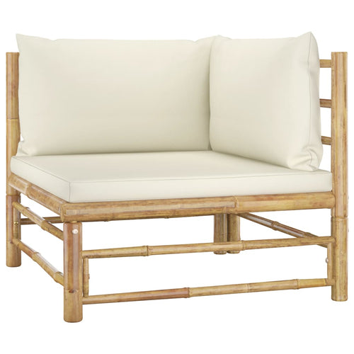 5-Piece Bamboo Outdoor Lounge Set — Cream Cushions | Sustainable Garden Furniture