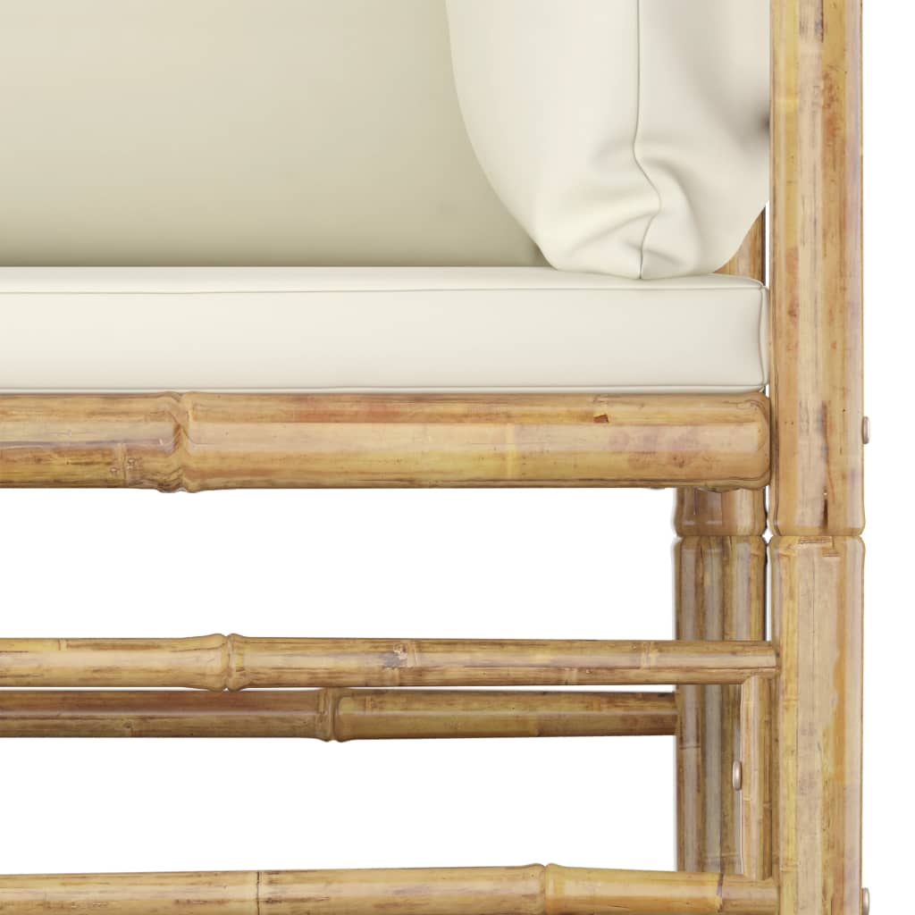 5-Piece Bamboo Outdoor Lounge Set — Cream Cushions | Sustainable Garden Furniture