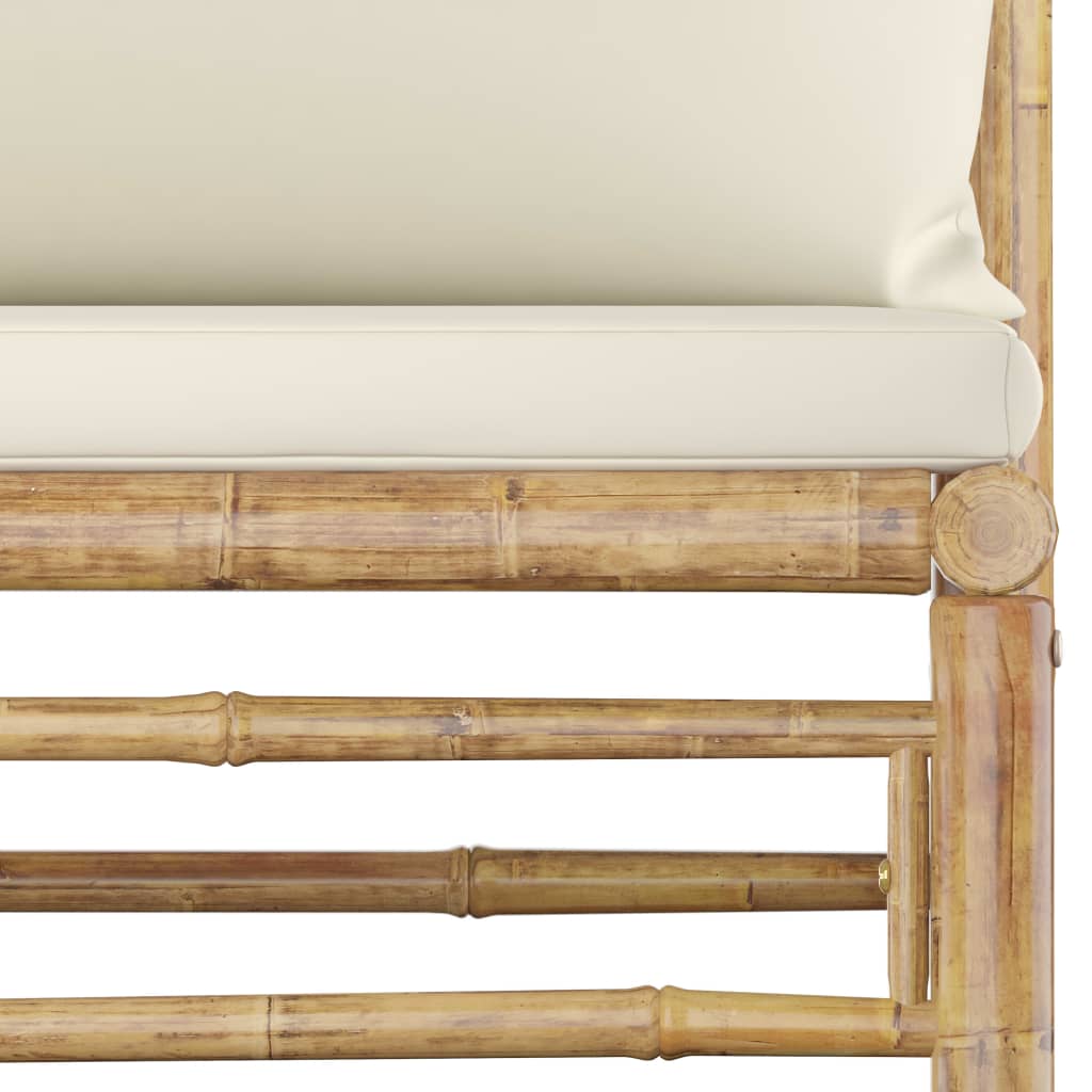 5-Piece Bamboo Outdoor Lounge Set — Cream Cushions | Sustainable Garden Furniture