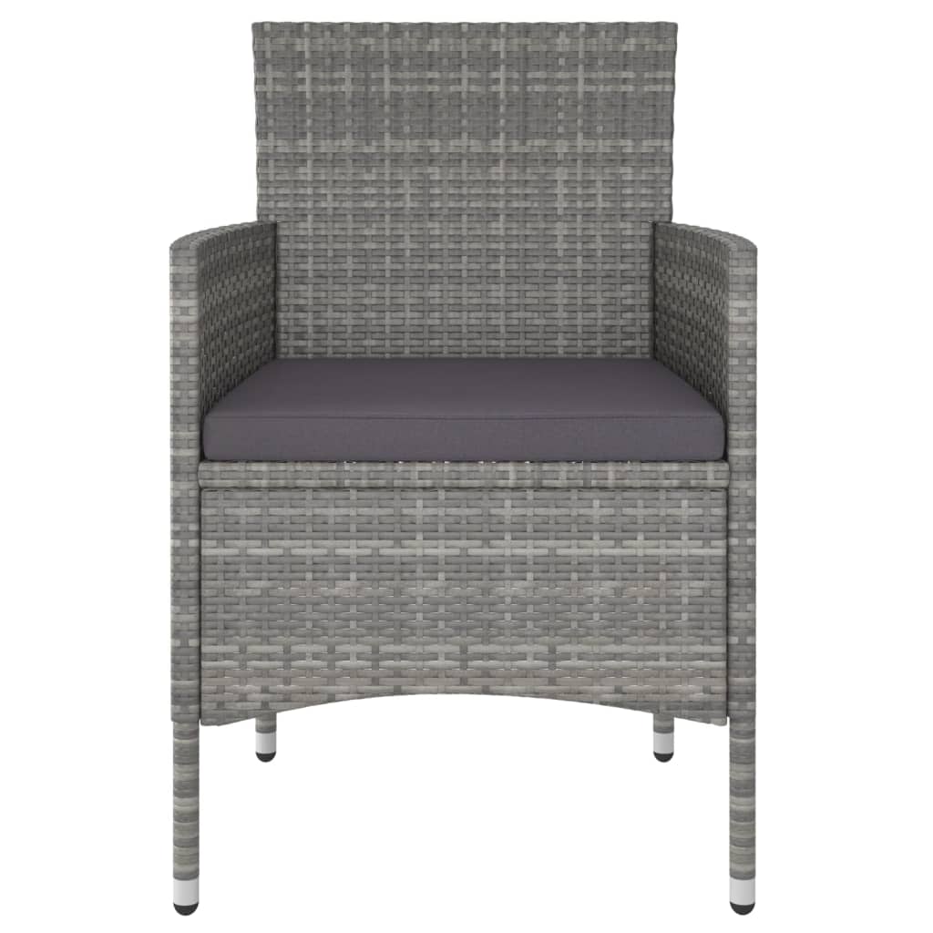 5-Piece Grey Poly Rattan & Tempered Glass Garden Dining Set | Outdoor Table