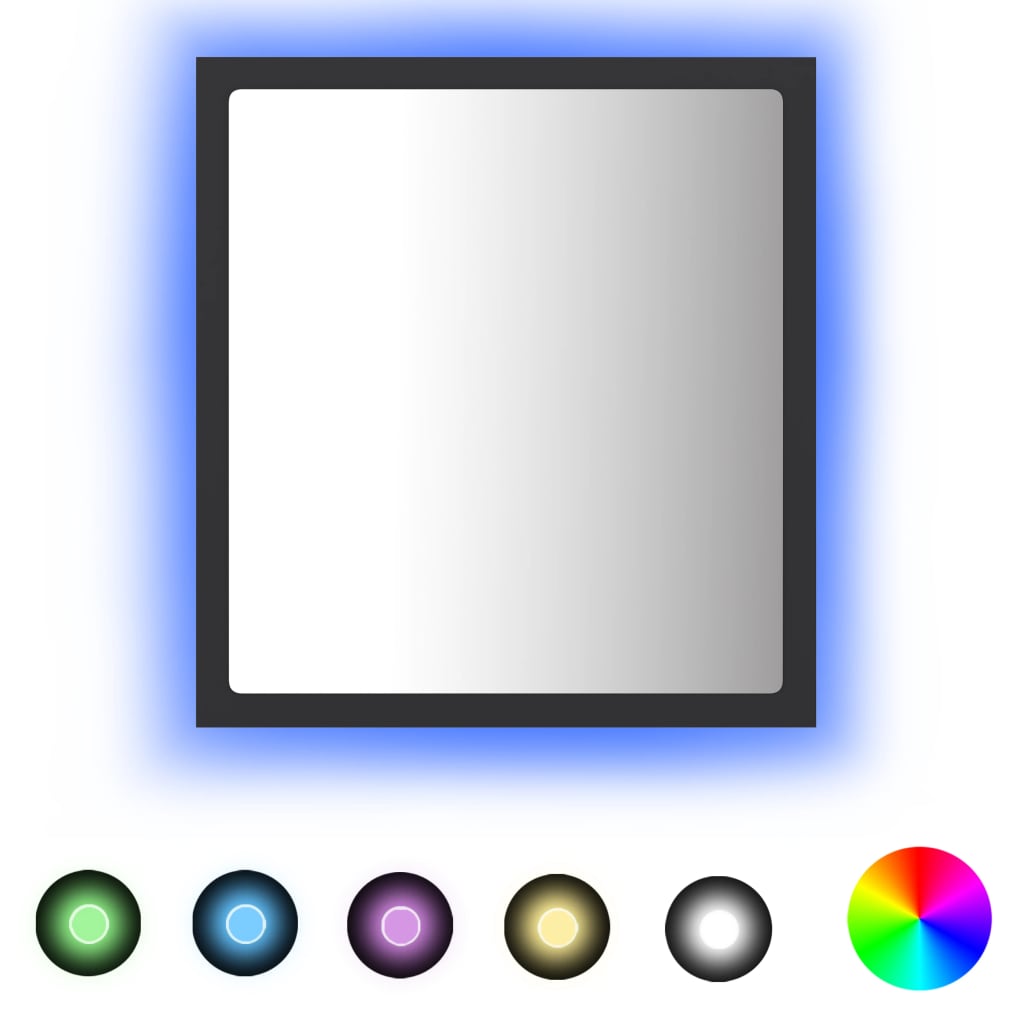 LED Bathroom Mirror with RGB Light | Grey 40x37cm | Modern Bathroom Decor