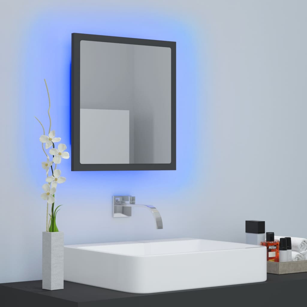 LED Bathroom Mirror with RGB Light | Grey 40x37cm | Modern Bathroom Decor