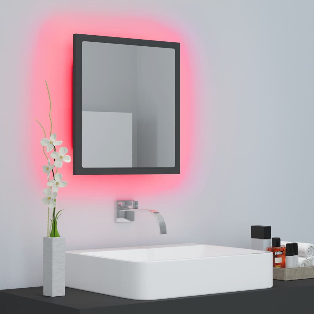 LED Bathroom Mirror with RGB Light | Grey 40x37cm | Modern Bathroom Decor