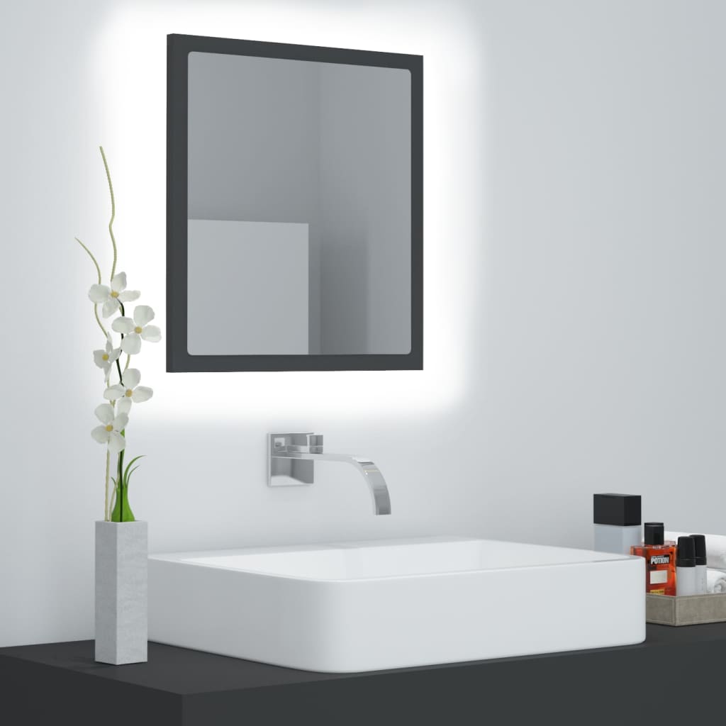 LED Bathroom Mirror with RGB Light | Grey 40x37cm | Modern Bathroom Decor