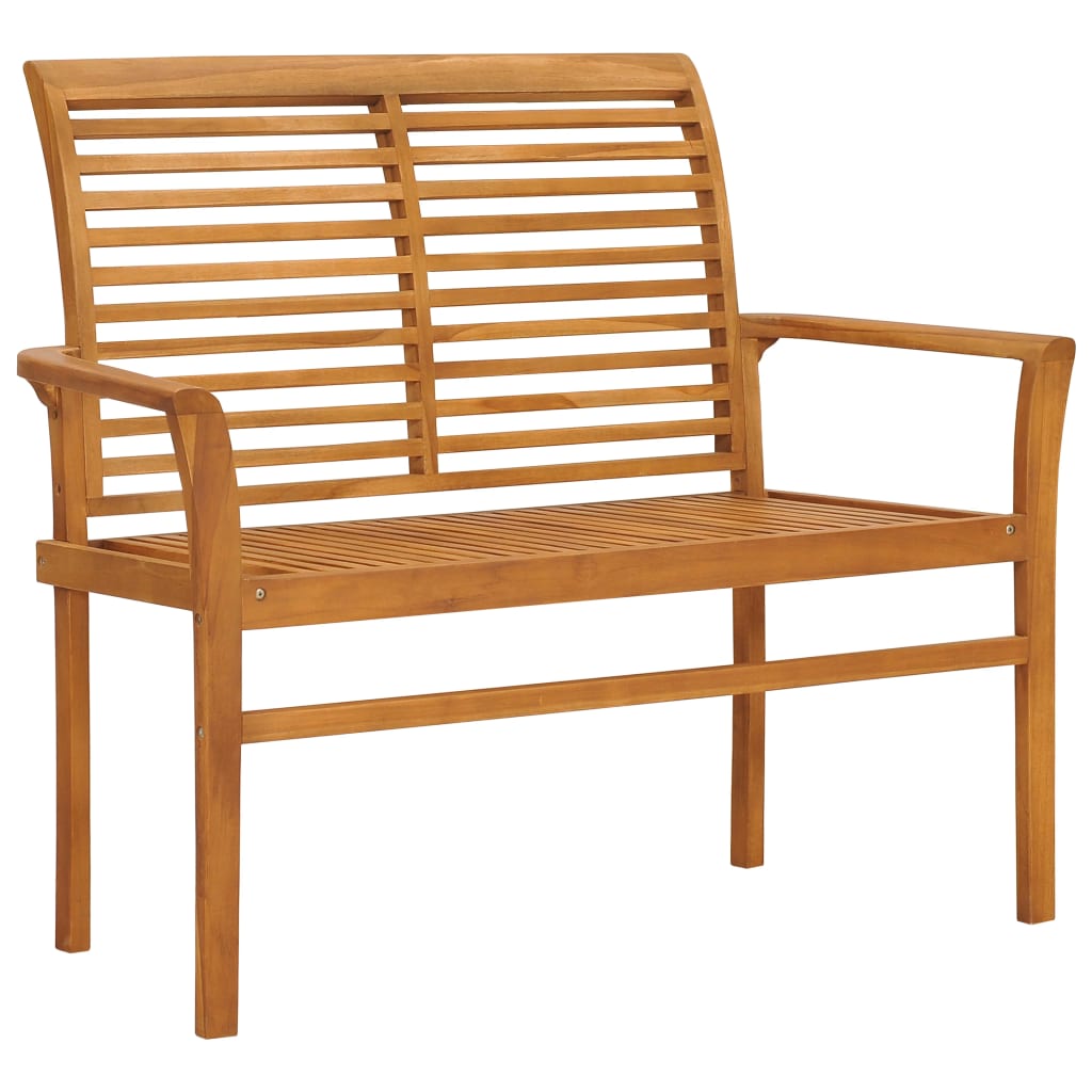Solid Teak Wood Garden Bench — 112cm with Cream Cushion | Outdoor Seating