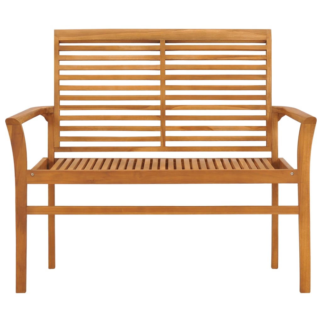 Solid Teak Wood Garden Bench — 112cm with Cream Cushion | Outdoor Seating