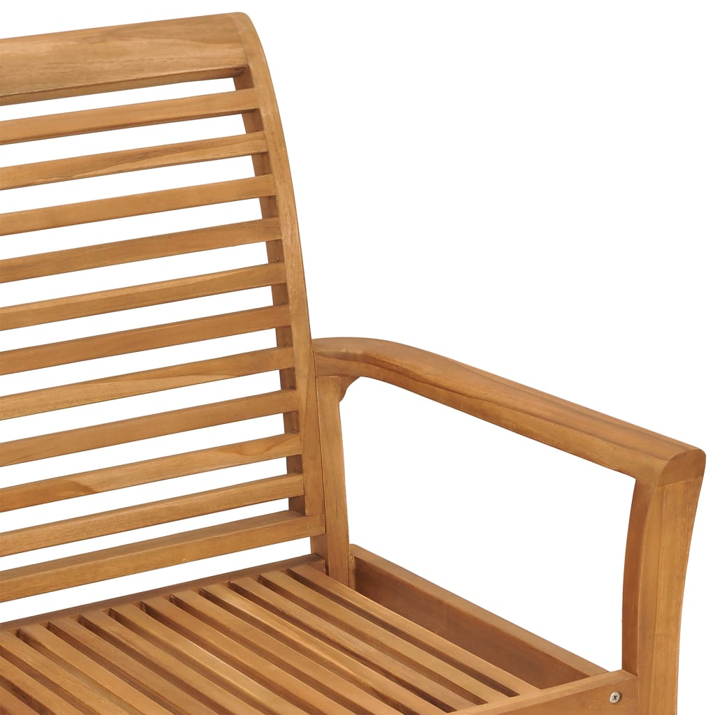 Solid Teak Wood Garden Bench — 112cm with Cream Cushion | Outdoor Seating