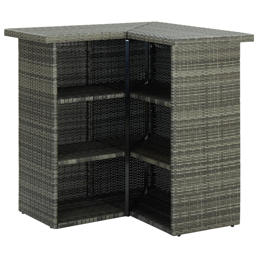 16-Piece Grey Poly Rattan Garden Bar Set with Cushions | Outdoor Entertaining