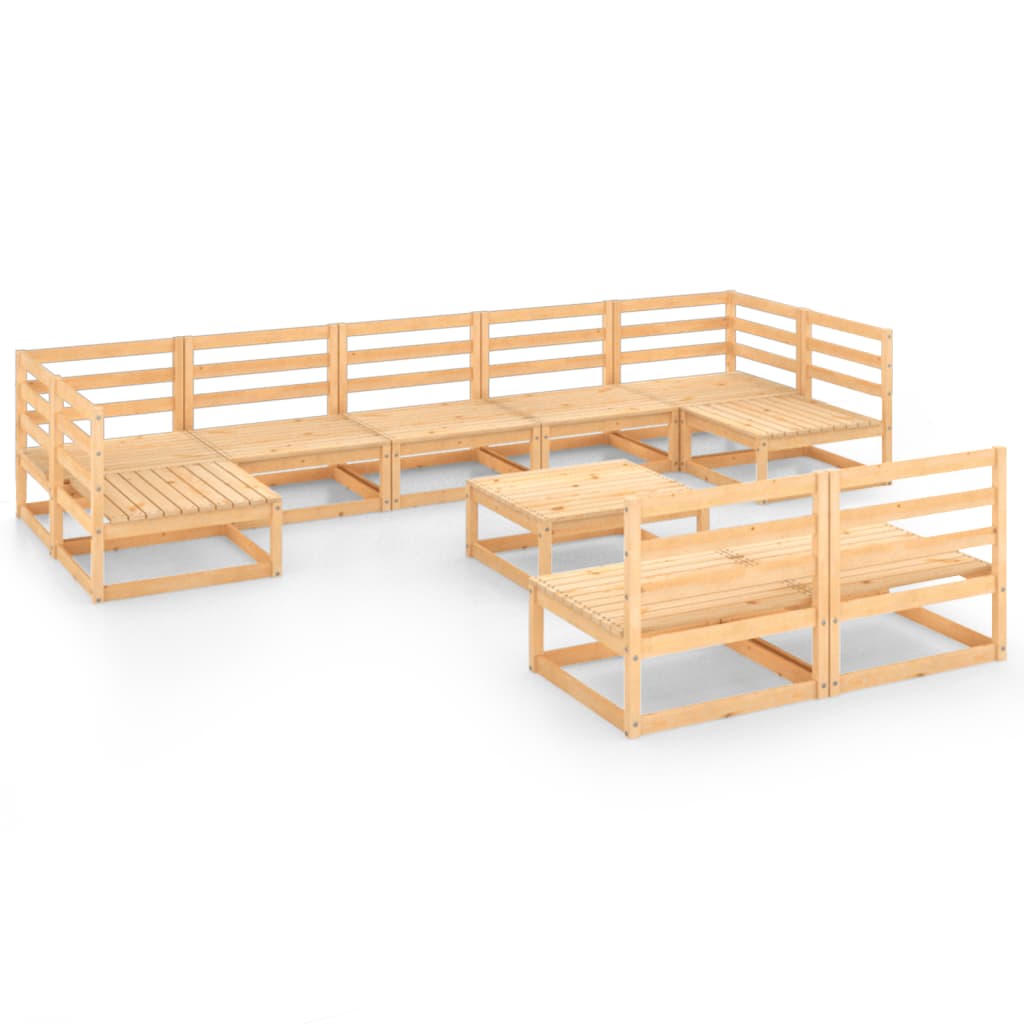10-Piece Solid Pinewood Garden Lounge Set | Complete Outdoor Living