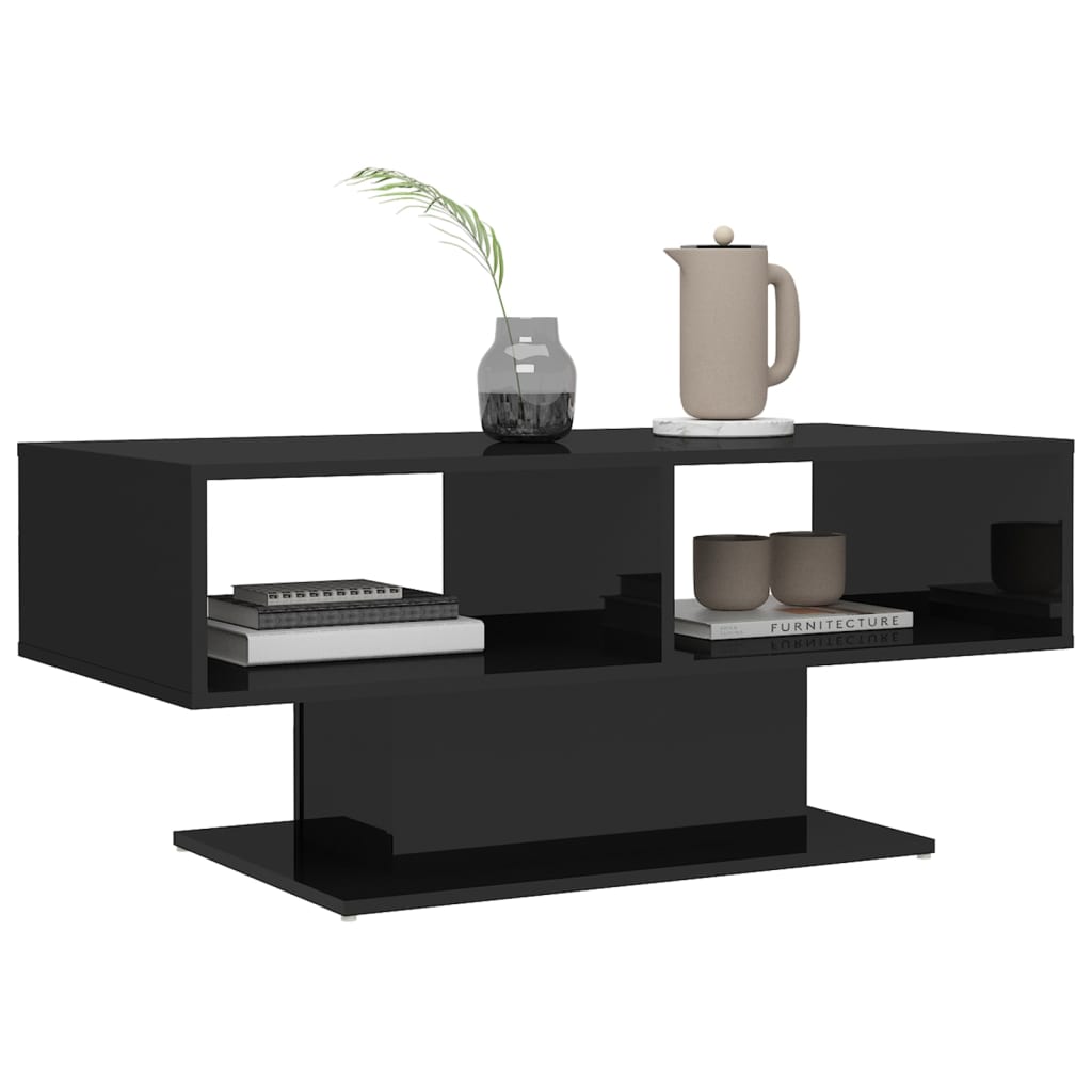 High Gloss Black Coffee Table — 103cm | Modern Living Room Furniture