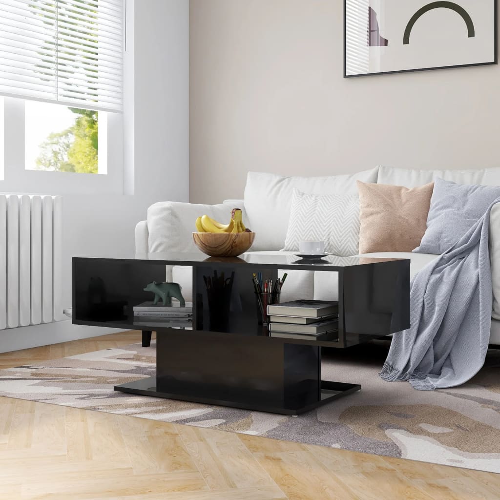 High Gloss Black Coffee Table — 103cm | Modern Living Room Furniture