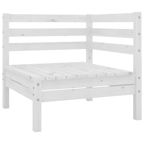 3-Piece Solid Pinewood Garden Lounge Set — White | Outdoor Furniture