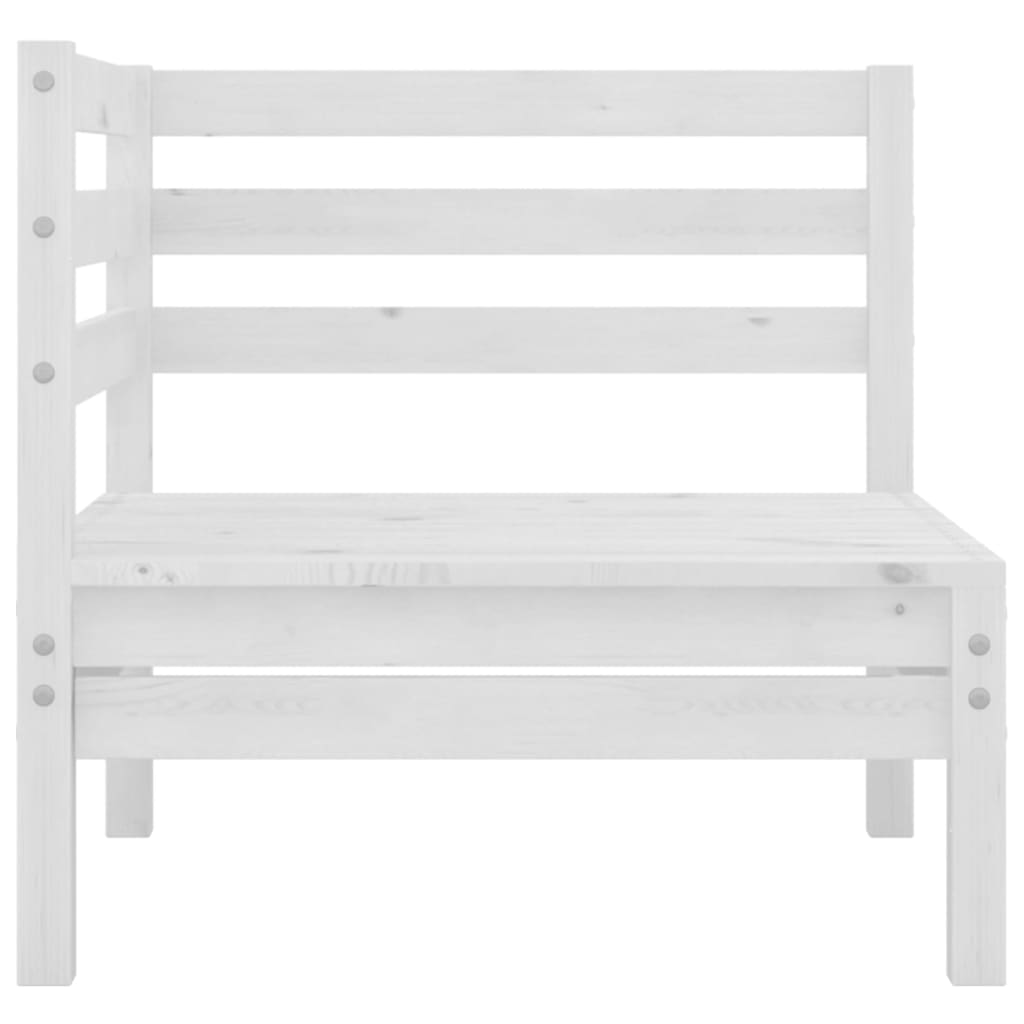 3-Piece Solid Pinewood Garden Lounge Set — White | Outdoor Furniture