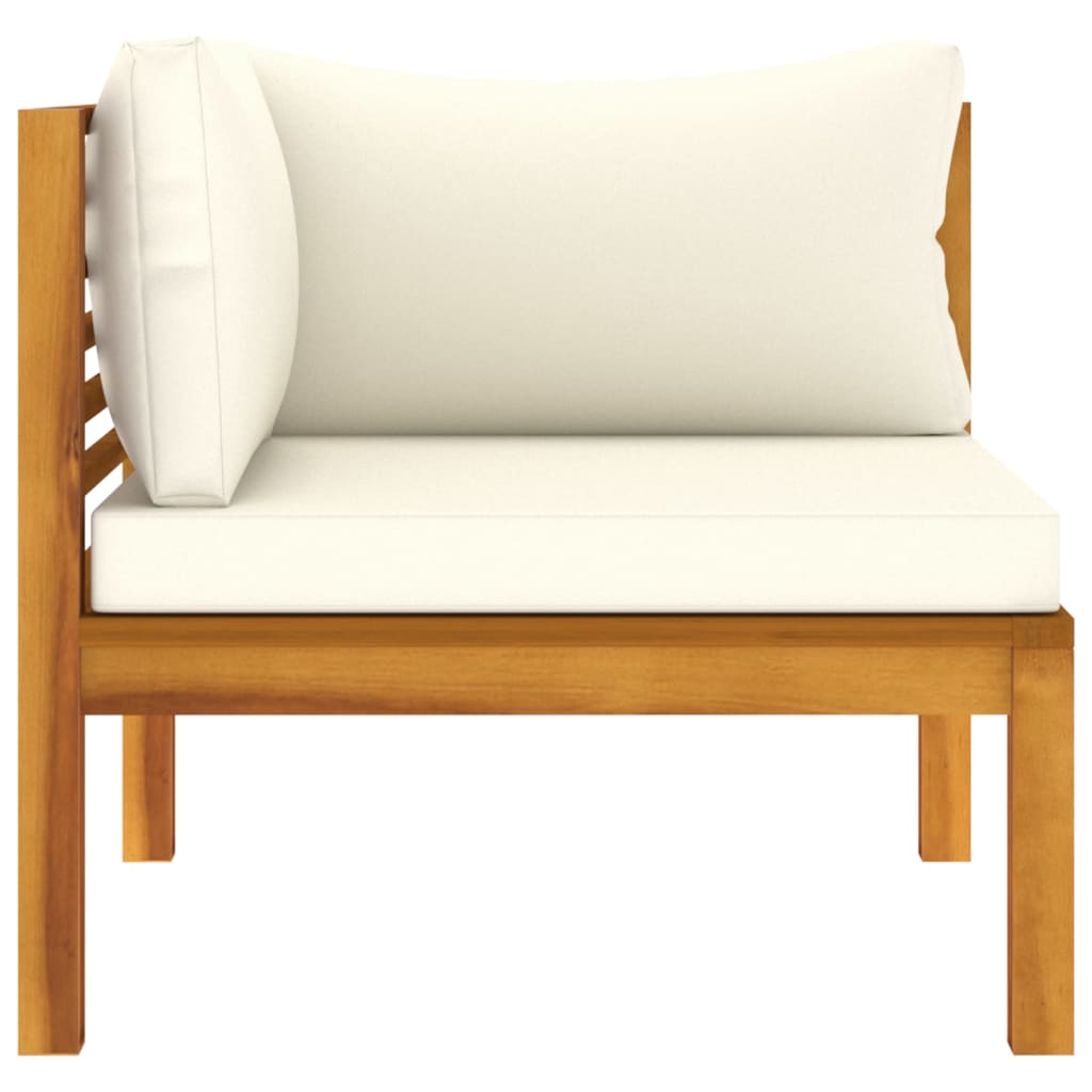 7-Piece Solid Acacia Wood Garden Lounge Set with Cream Cushions