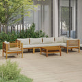 7-Piece Garden Lounge Set — Solid Acacia Wood with Cream Cushions | Free Shipping