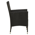 7-Piece Black Poly Rattan Outdoor Dining Set with Cushions | Table & 6 Chairs