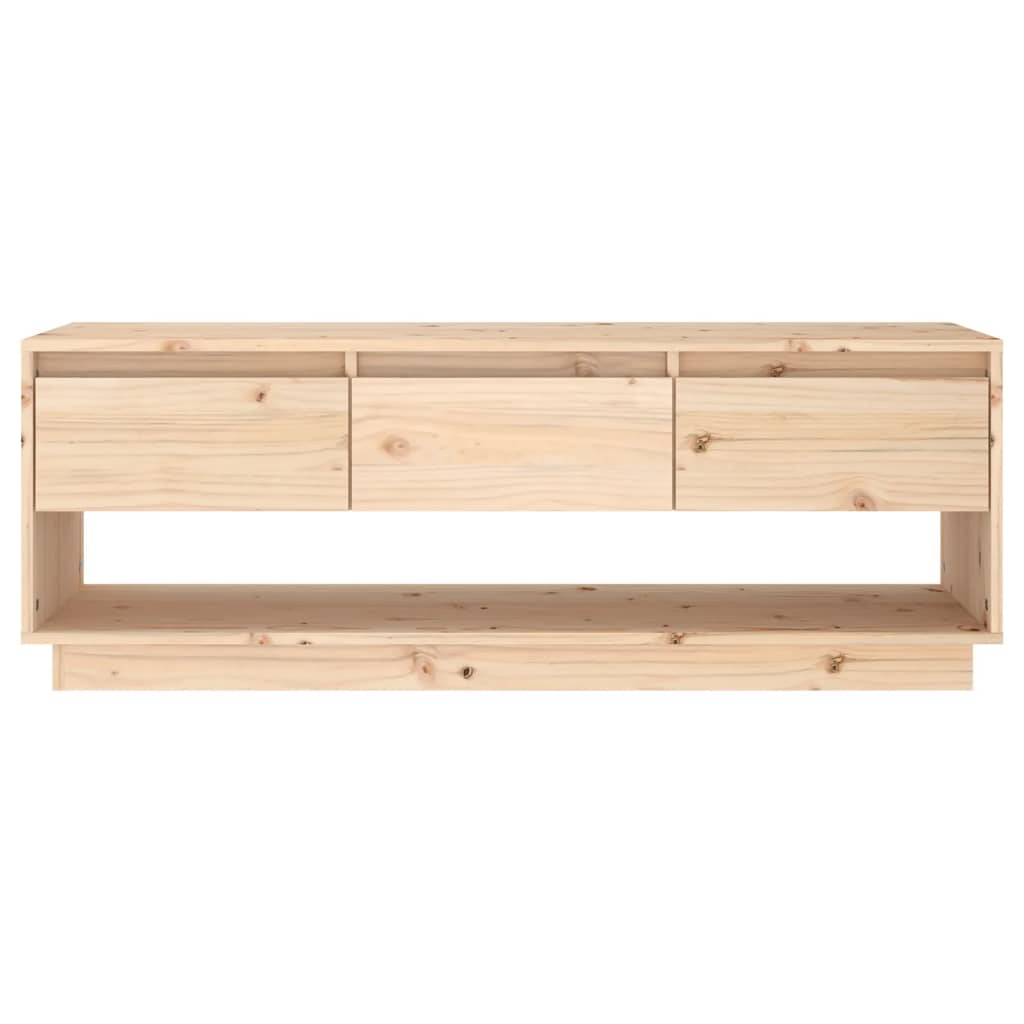 Solid Pine Wood TV Cabinet — 110cm | Natural Timber Entertainment Unit