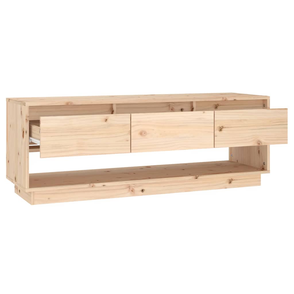 Solid Pine Wood TV Cabinet — 110cm | Natural Timber Entertainment Unit