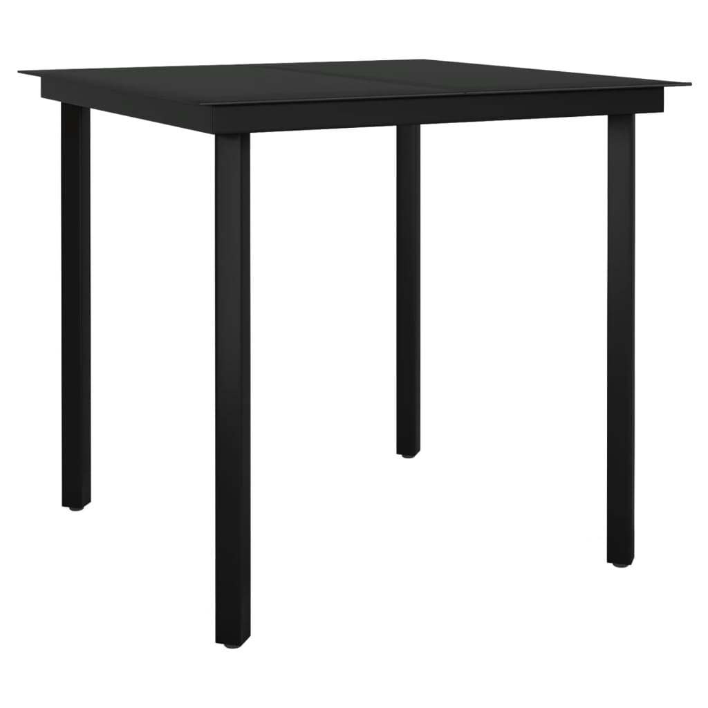 3-Piece Black Garden Dining Set — Table & Chairs with Cushions
