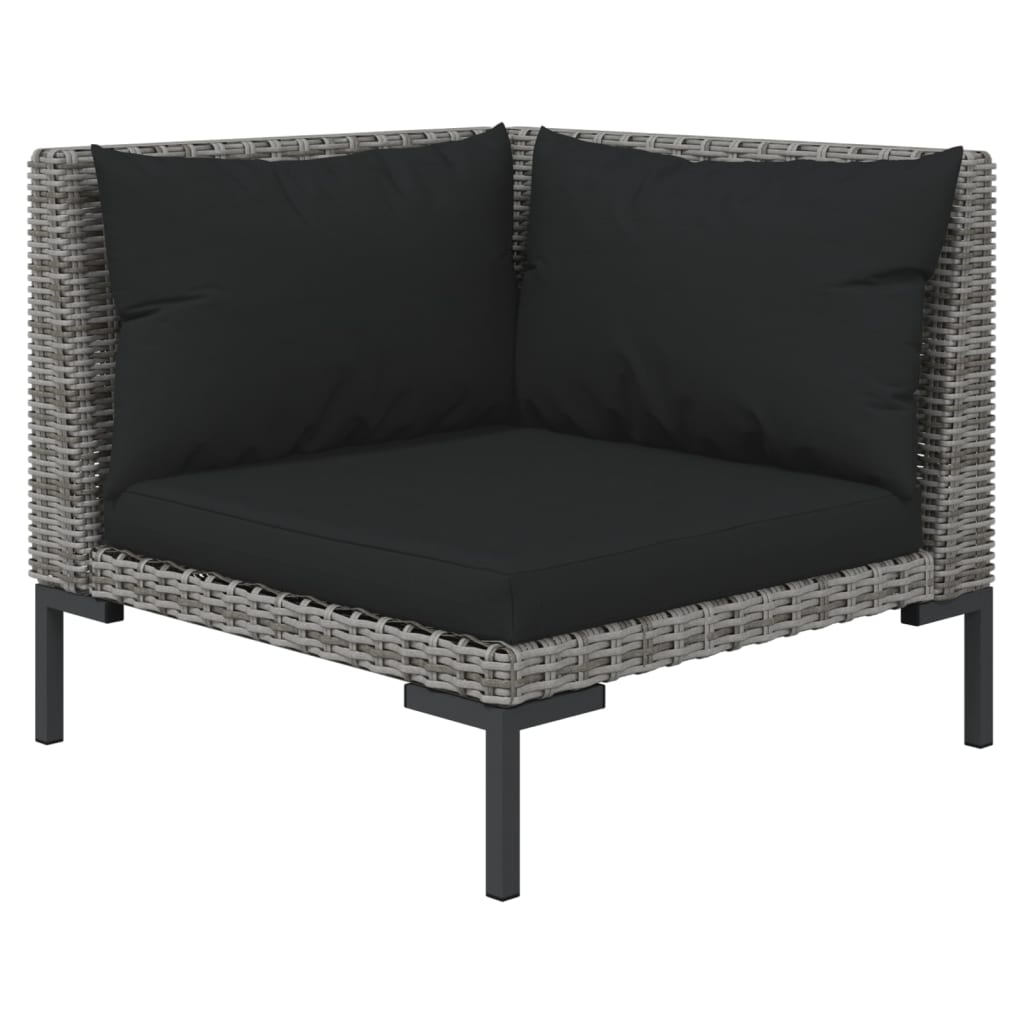 9-Piece Garden Lounge Set — Dark Grey Poly Rattan with Cushions | Free Shipping