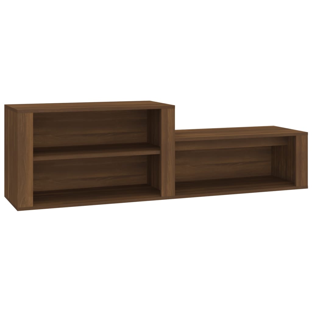 Brown Oak Shoe Cabinet — 150cm Wide | Hallway Storage Cupboard