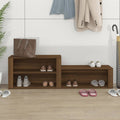 Brown Oak Shoe Cabinet — 150cm | Engineered Wood Hallway Storage