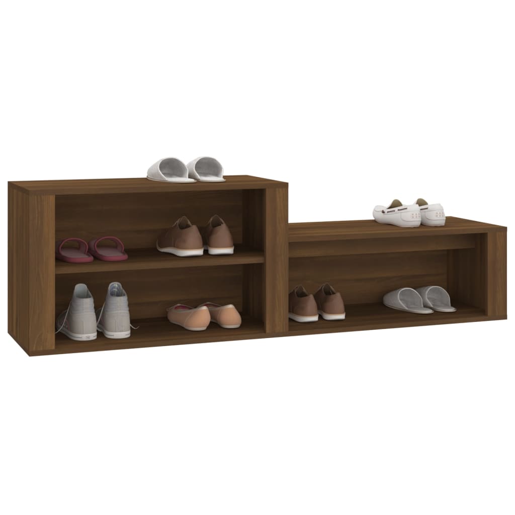 Brown Oak Shoe Cabinet — 150cm | Engineered Wood Hallway Storage