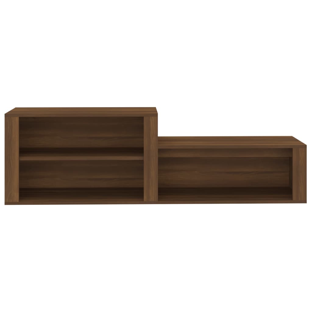 Brown Oak Shoe Cabinet — 150cm | Engineered Wood Hallway Storage