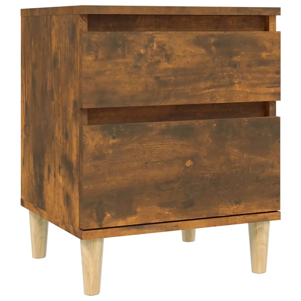 Modern Smoked Oak Bedside Cabinets - Set of 2 Storage Nightstands
