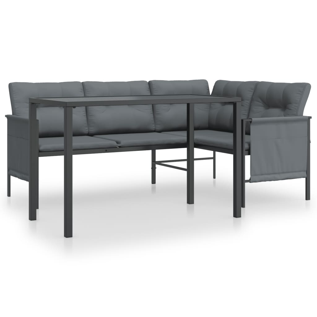 2-Piece Anthracite Steel Garden Dining Set | Outdoor Table & Chair