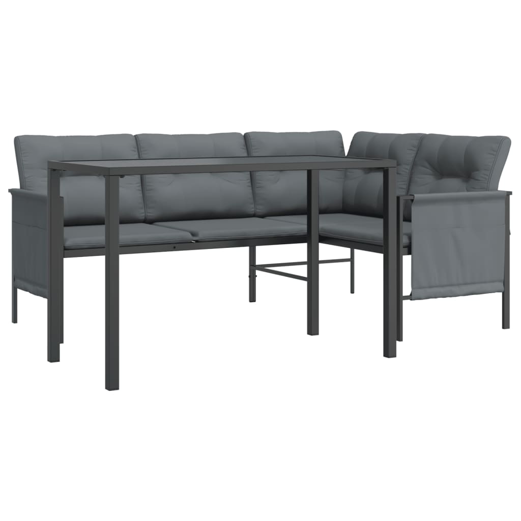 2-Piece Anthracite Steel Garden Dining Set | Outdoor Table & Chair