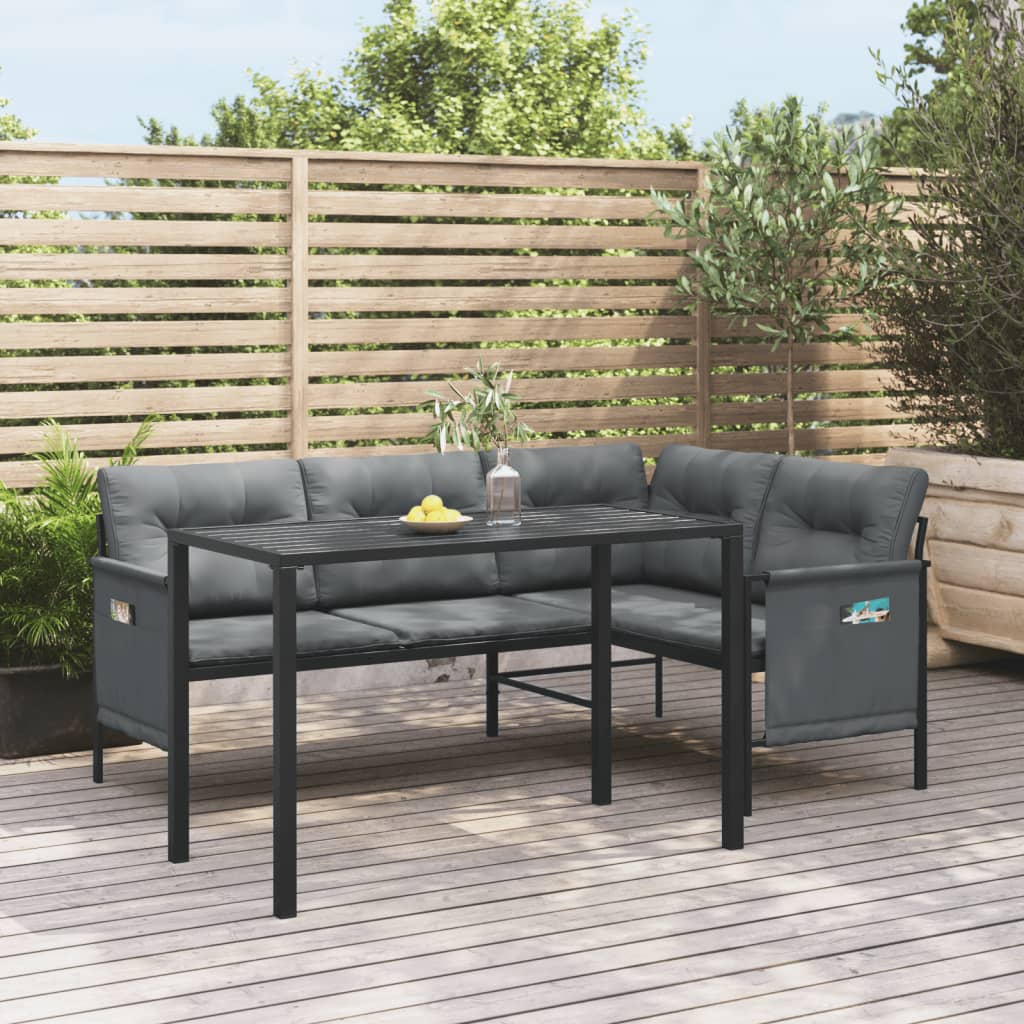 2-Piece Anthracite Steel Garden Dining Set | Outdoor Table & Chair