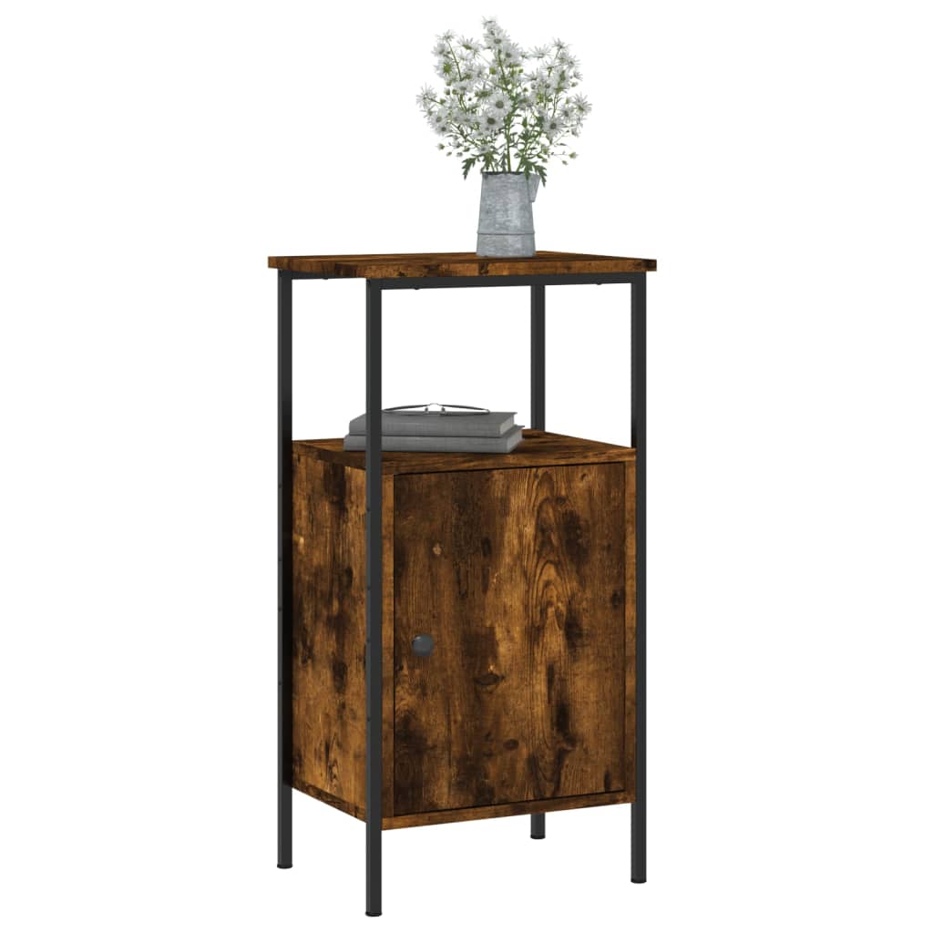 Tall Smoked Oak Bedside Cabinets — Set of 2 | 41x31x80cm Nightstands