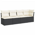 4-Seater Black Poly Rattan Garden Sofa with Cushions | Outdoor Lounge