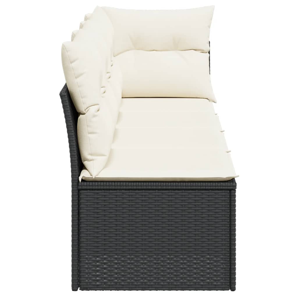 4-Seater Black Poly Rattan Garden Sofa with Cushions | Outdoor Lounge