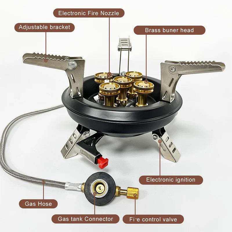 16000W High-Pressure Camping Gas Stove | Foldable | Copper & Steel