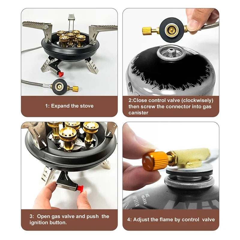 16000W High-Pressure Camping Gas Stove | Foldable | Copper & Steel