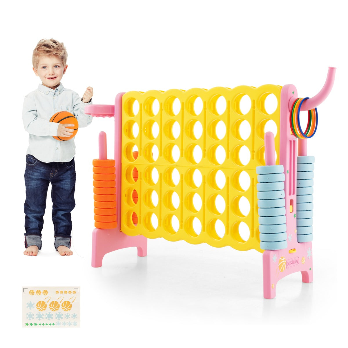NNECW Oversized Jumbo 4-to-Score Game Set with Quick-release Lever-Pink