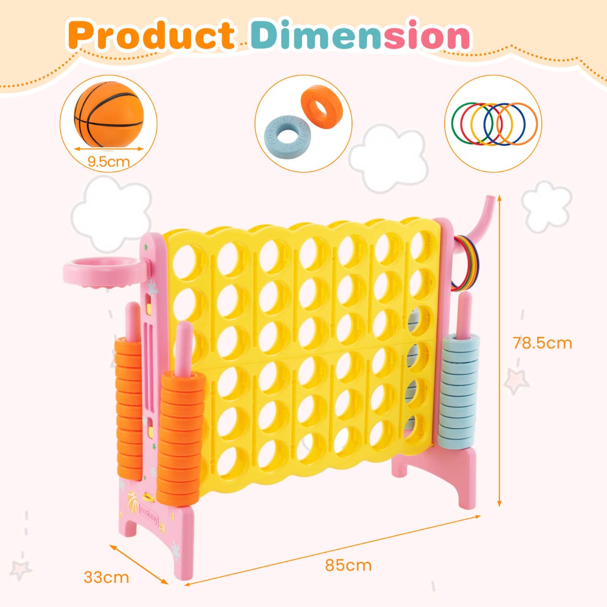 NNECW Oversized Jumbo 4-to-Score Game Set with Quick-release Lever-Pink