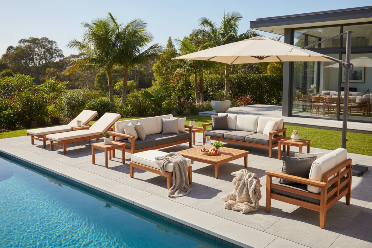 5-Piece Outdoor Bar Setting | Solid Pinewood Bar Table & Stools