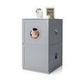 Hidden Cat Litter Box Enclosure — 2-Tier with Side Table Top (Grey)